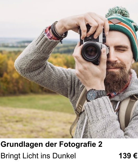 Fotografie lernen in Wolfsburg: Kamera-Fortsetzungskurs – Bringt Licht ins Dunkel